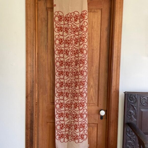 ITALIAN Halle Bros Co Vintage Oblong Scarf Tan Orange - Picture 7 of 15